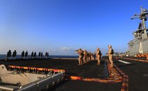 GULF OF ADEN - Marines assigned to Battalion Landing Team 1/4, 13th Marine Expeditionary Unit, conduct marksmanship training aboard the USS Boxer (LHD 4), March 4, 2014. The 13th MEU is deployed with the Boxer Amphibious Ready Group as a theater reserve and crisis response force throughout the U.S. 5th Fleet area of responsibility. 