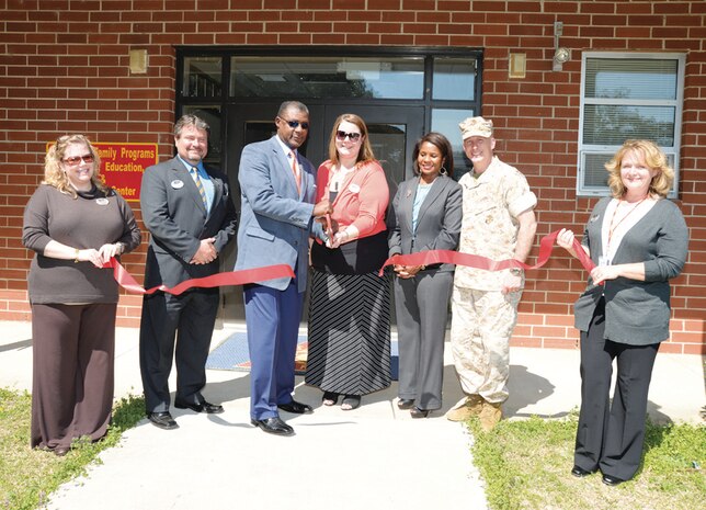 Marine and Family Programs personnel, along with Marine Corps Logistics Base Albany officials, conduct a ribbon cutting ceremony for the Prevention, Education and Counseling Center, March 10. Services include, but are not limited to, family advocacy, sexual assault prevention, substance abuse counseling and victim advocate.