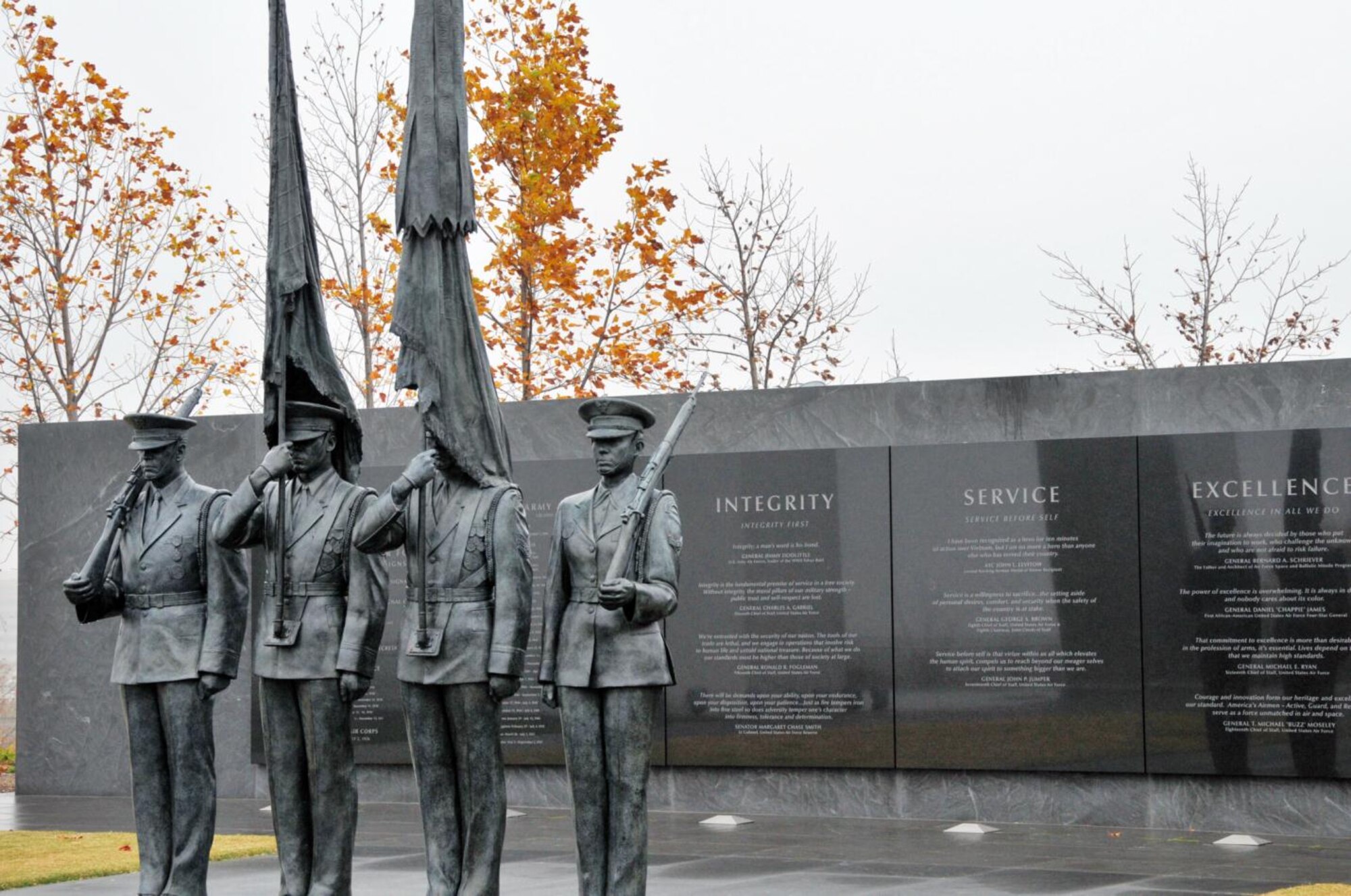 The Air Force core values are engraved in stone as part of the Air Force Memorial in Washington, D.C. Integrity first, service before self and excellence in all we do define each Airman's standard of conduct. (Courtesy photo)