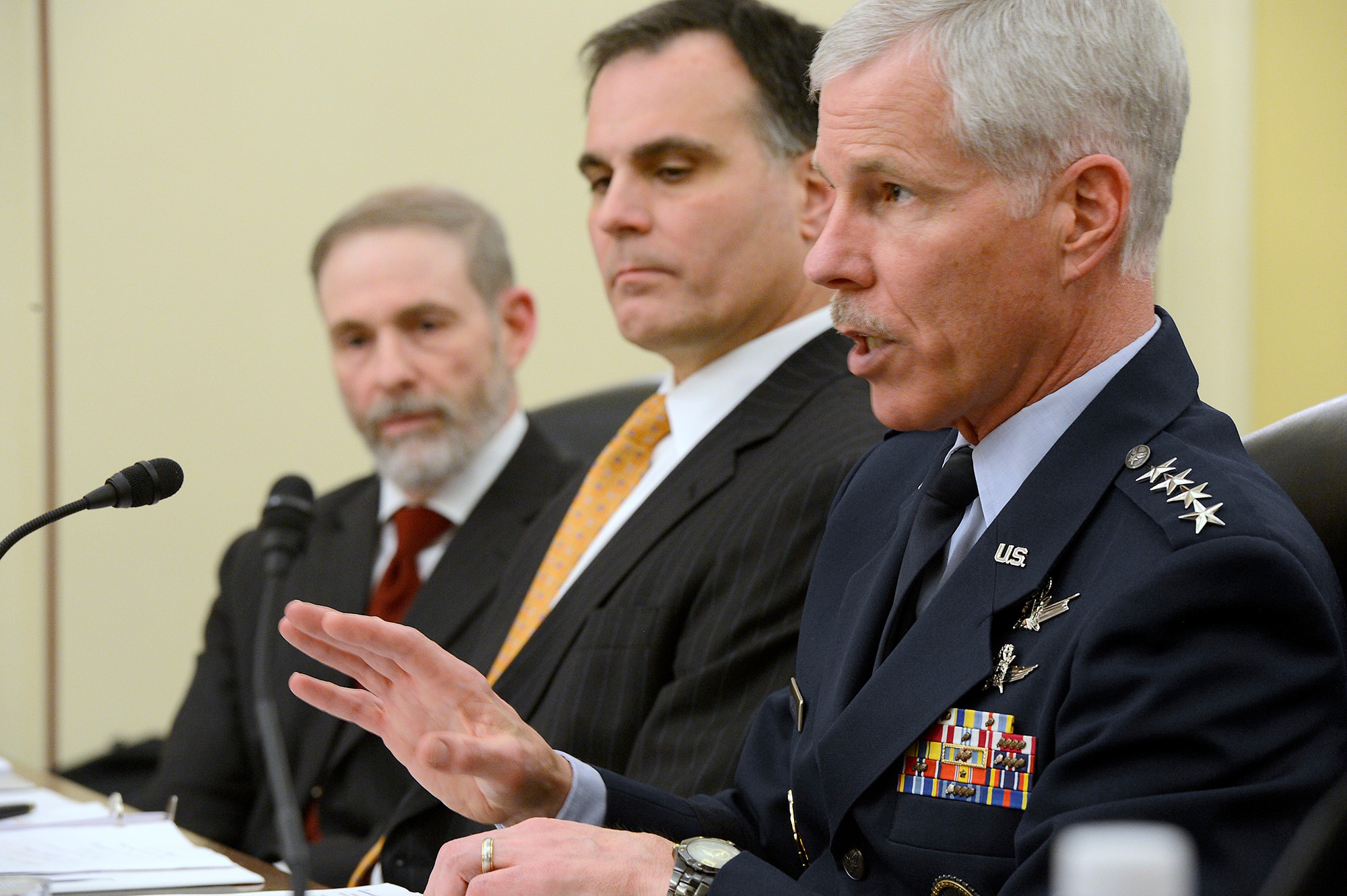 General William L. Shelton testifies before the U.S. Senate Committee on Armed Services’ Subcommittee on Strategic Forces March 12, 2014, in Washington, D.C. Shelton testified on military space programs in review of the defense authorization request for fiscal 2015. Shelton is the commander of Air Force Space Command. (U.S. Air Force photo/Scott M. Ash)