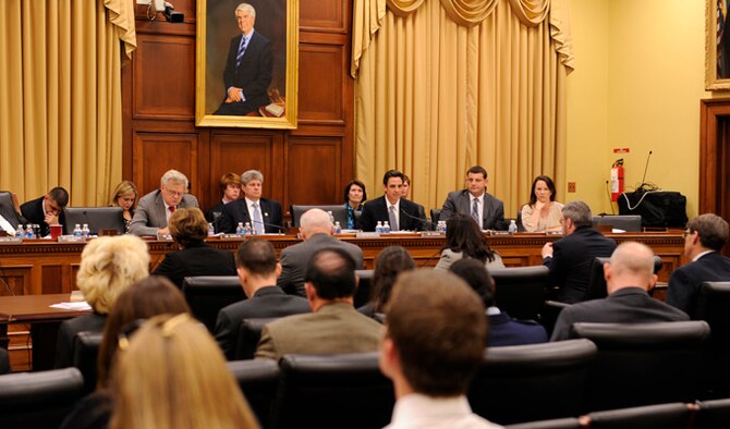 Witnesses testify in front of the House Appropriations Committee hearing on installations, environment, energy and base realignment and closure requests, March. 12, 2014, in Washington, D.C. (U.S. Air Force photo/Staff Sgt. Carlin Leslie)