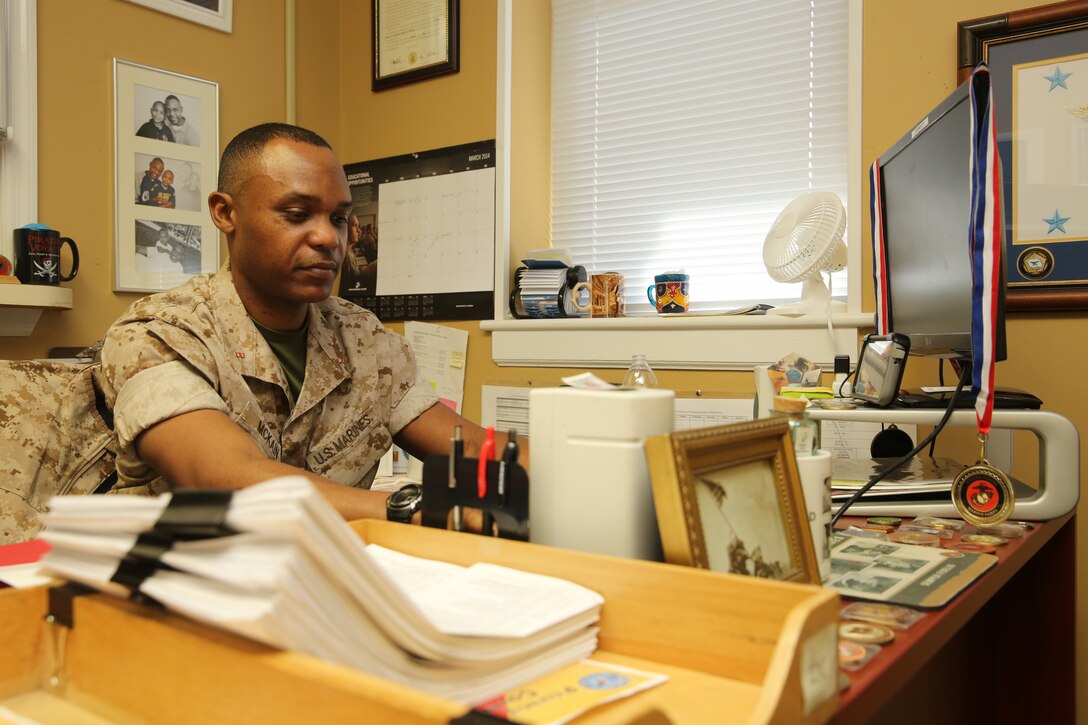 Chief Warrant Officer Frank G. McKain Jr. was a single sergeant stationed in Washington, D.C., when a bank error motivated him to seek help from the Navy Marine Corps Relief Society. McKain is a personnel officer with Headquarters and Headquarters Squadron’s Installation Personnel Administration Center and the H&HS fund drive leader during this year’s NMCRS annual active duty fund drive.


