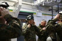 U.S. Sailors with 2nd Dental Battalion, Naval Dental Center, 2nd Marine Logistics Group aboard Marine Corps Base Camp Lejeune, N. C., visit Marine Corps Air Station New River, N.C. to learn about the aircraft at Marine Heavy Helicopter Squadron 464 and Marine Light Attack Helicopter Squadron 269 as part of their Fleet Marine Force Training, Feb. 27. During the training, the sailors experienced a flight on a CH-53E Super Stallion. (U.S. Marine Corps photo by Cpl. S. N. Dyess/Released)