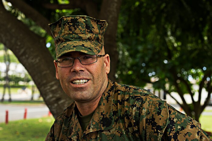 Sgt. Maj. Ernest W. Rose was born in San Jose, Calif. He enlisted in the marine Corps Dec. 26, 1990. Rose was assigned to Combat Logistics Battalion 3 in 2011 aboard Marine Corps Base Hawaii before transferring to Marine Corps Air Station in 2013, and then to Headquarters Battalion in January 2014 as the battalion sergeant major. His personal awards include the navy Commendation Medal with four gold stars, Navy and Marine Corps Achievement Medal with three gold stars, Marine Corps Good Conduct Medal with one silver star and one bronze star. (U.S. Marine Corps photo by Lance Cpl. Matthew Bragg)
