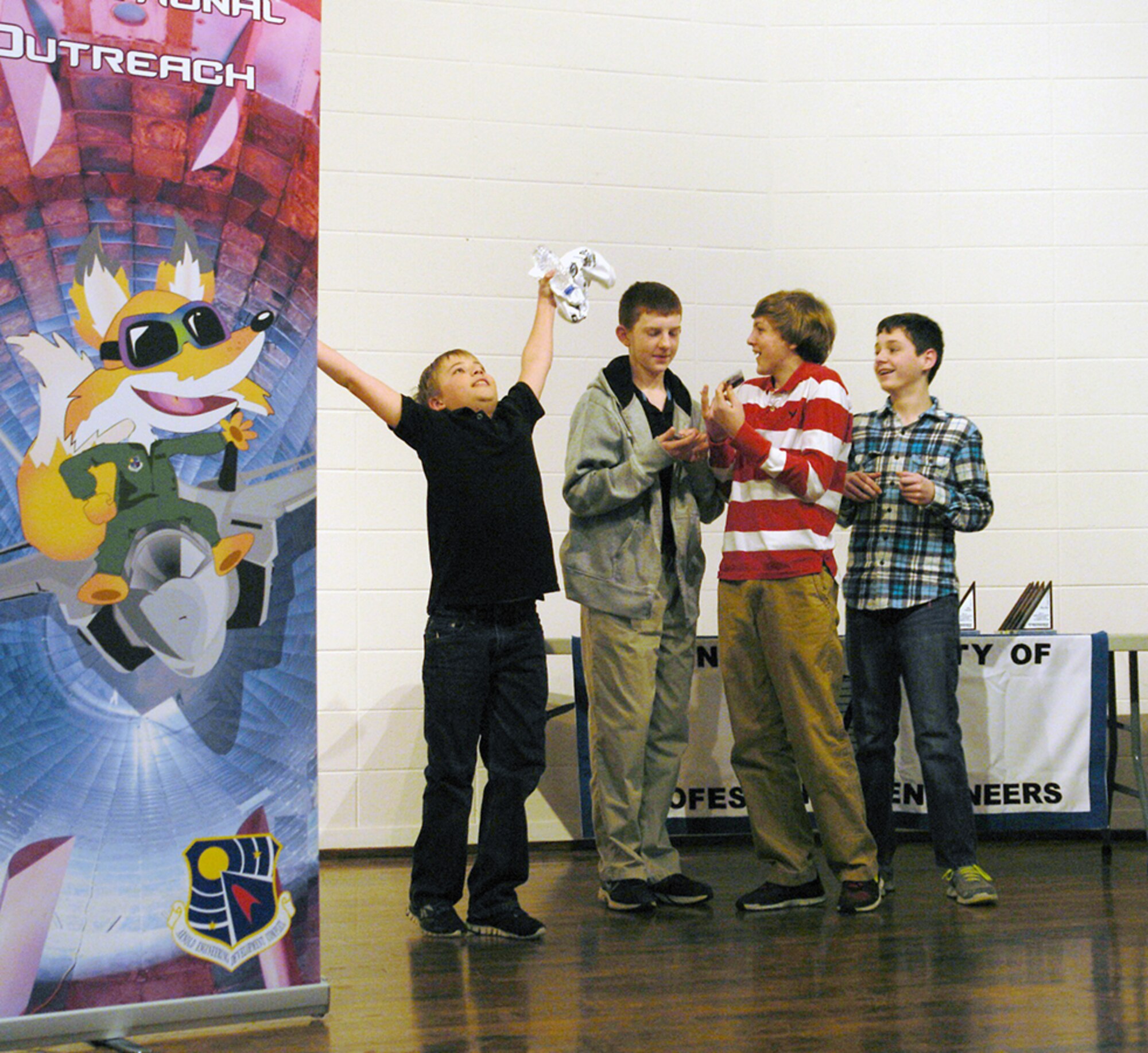 West Middle School team students (l-r) James Wagnon, Sam Dougherty, Caleb Purdue and Cameron Haley from Tullahoma won first place at the Engineers Week MathCounts competition Feb. 15. Their coach is Chris King (not shown.) (Photo provided)