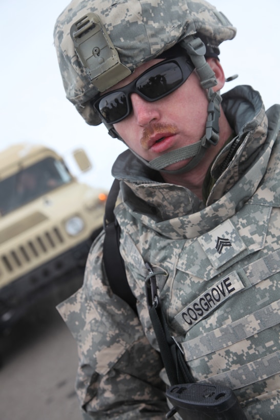Army Sgt. Dennis Cosgrove participates in the 2014 Army Reserve Medical Command's Best
Warrior Competition on Fort Harrison, Mont., Feb. 27, 2014. Cosgrove represented the Southeast Medical Area Support Group in Nashville, Tenn.