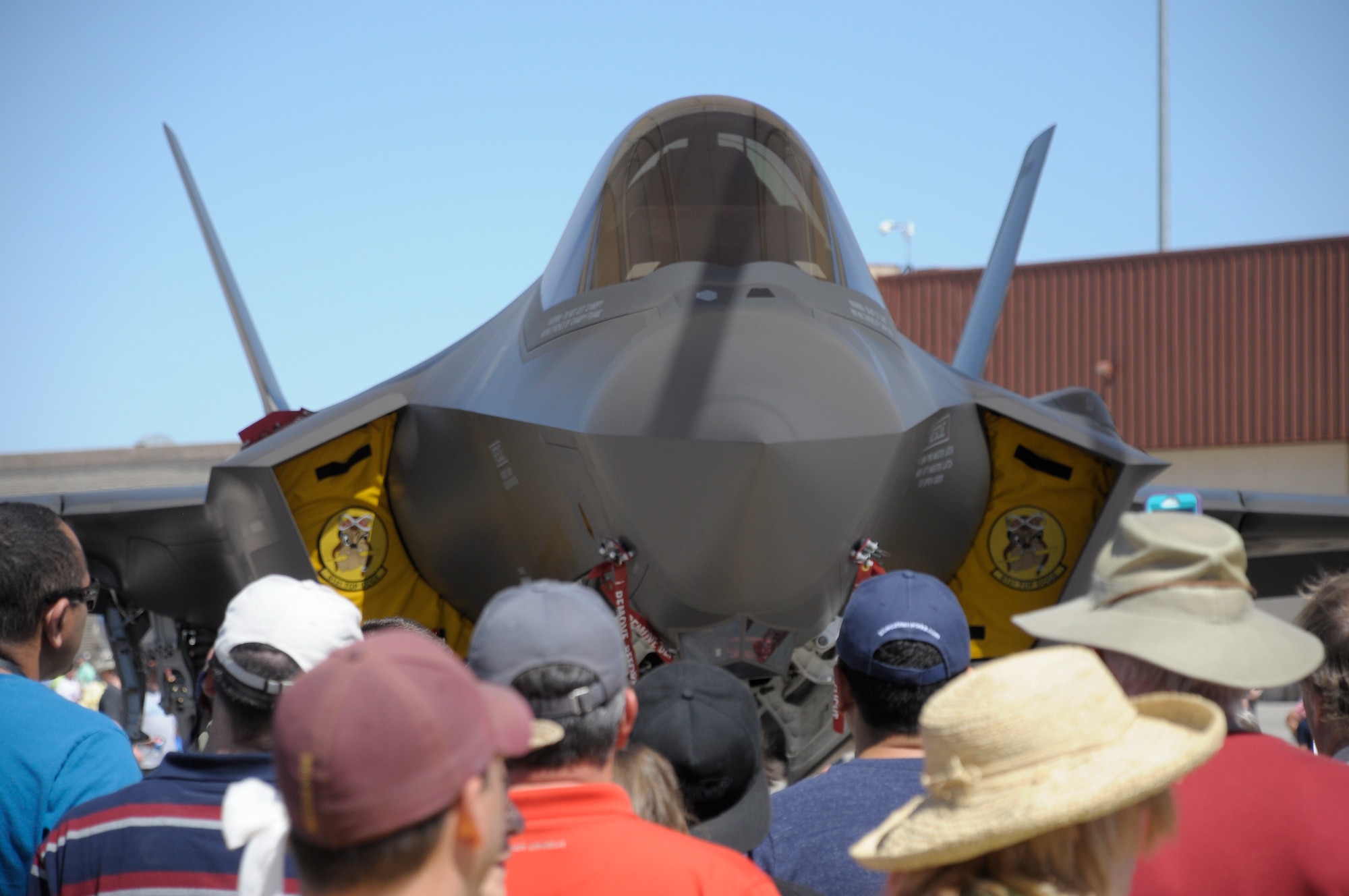 Crowds gather to catch a glimpse of the Luke's newest jet, the F-35A Lightning II, on March 16 during the Open House and Air Show at Luke Air Force Base. (U.S. Air Force photo by Staff Sgt. Timothy Boyer)