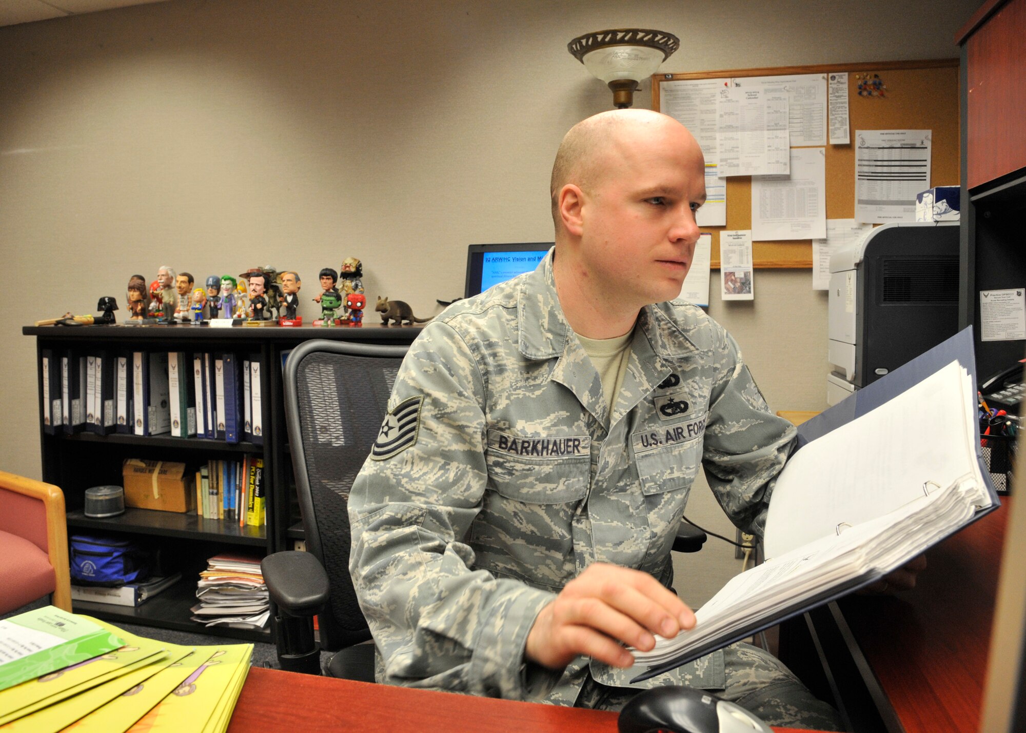 Tech. Sgt. Bradley Barkhauer has been selected as a member of Team Fairchild's elite, Fairchild's Finest, at Fairchild Air Force Base, Wash. Barkhauer is a chaplain assistant and hails from Sparta, N.J. (U.S. Air Force photo by Senior Airman Mary O'Dell/Released)
