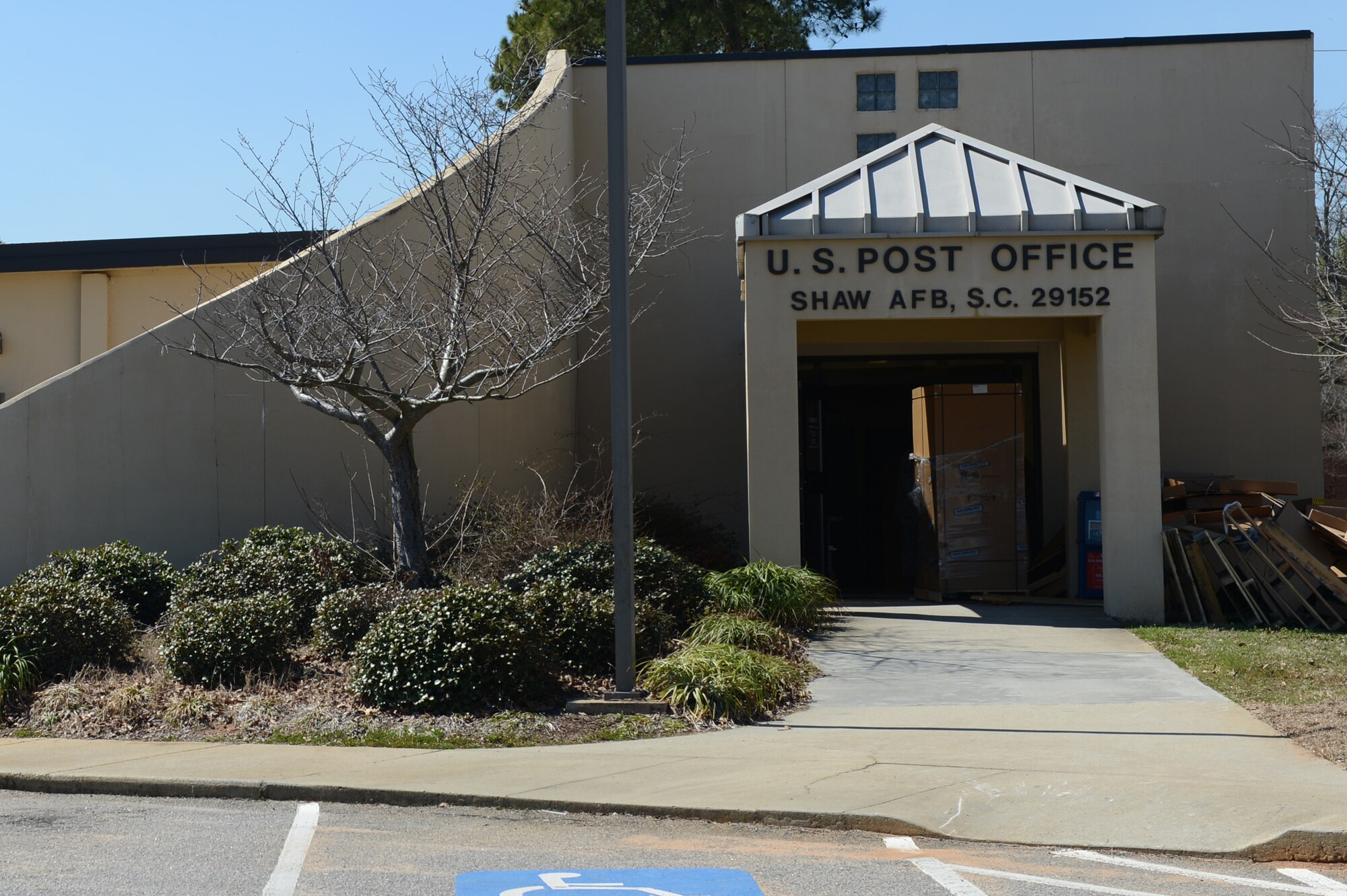 The U.S. Post Office will be the new home for the dormitory residents’ mail at Shaw Air Force Base, S.C., March 10, 2014. Due to budget constraints, mail for dormitory residents is to be centralized on base to save money. (U.S. Air Force photo by Airman 1st Class Diana M. Cossaboom/Released)