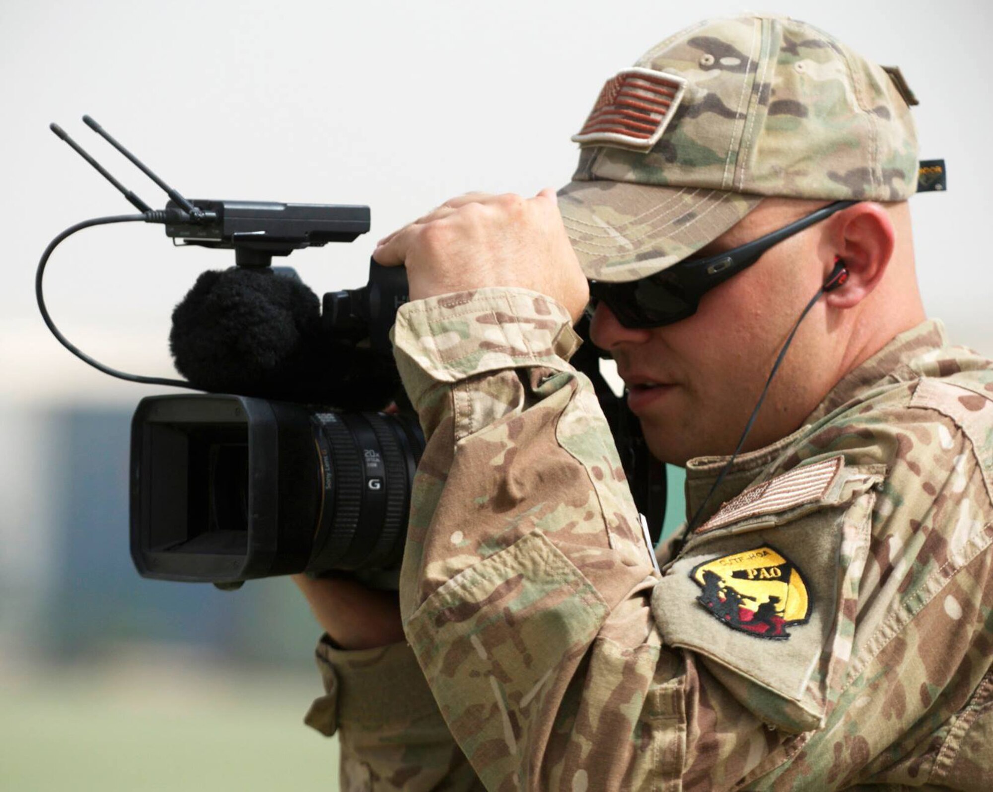 Tech Sgt. Jon LaDue of the Wisconsin Air National Guard's 115th Fighter Wing, seen here during his 2013 deployment. LaDue was named the U.S. Air Force's Military Broadcast Journalist of the Year for 2013. Wisconsin National Guard file photo