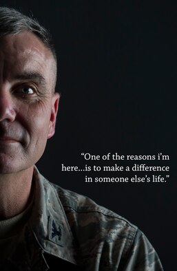 Col. Robert Swanson recently came forward to express his desire to testify of a time in which he attempted to end his own life earlier in his Air Force career. Swanson said it is critical that Airmen keep communication lines open, and to seek out help from a source that works for them and that they can connect with. Swanson is the chief of the Weather Branch at Pacific Air Forces located at Joint Base Pearl Harbor-Hickam, Hawaii. (U.S. Air Force illustration/Staff Sgt. Nathan Allen)