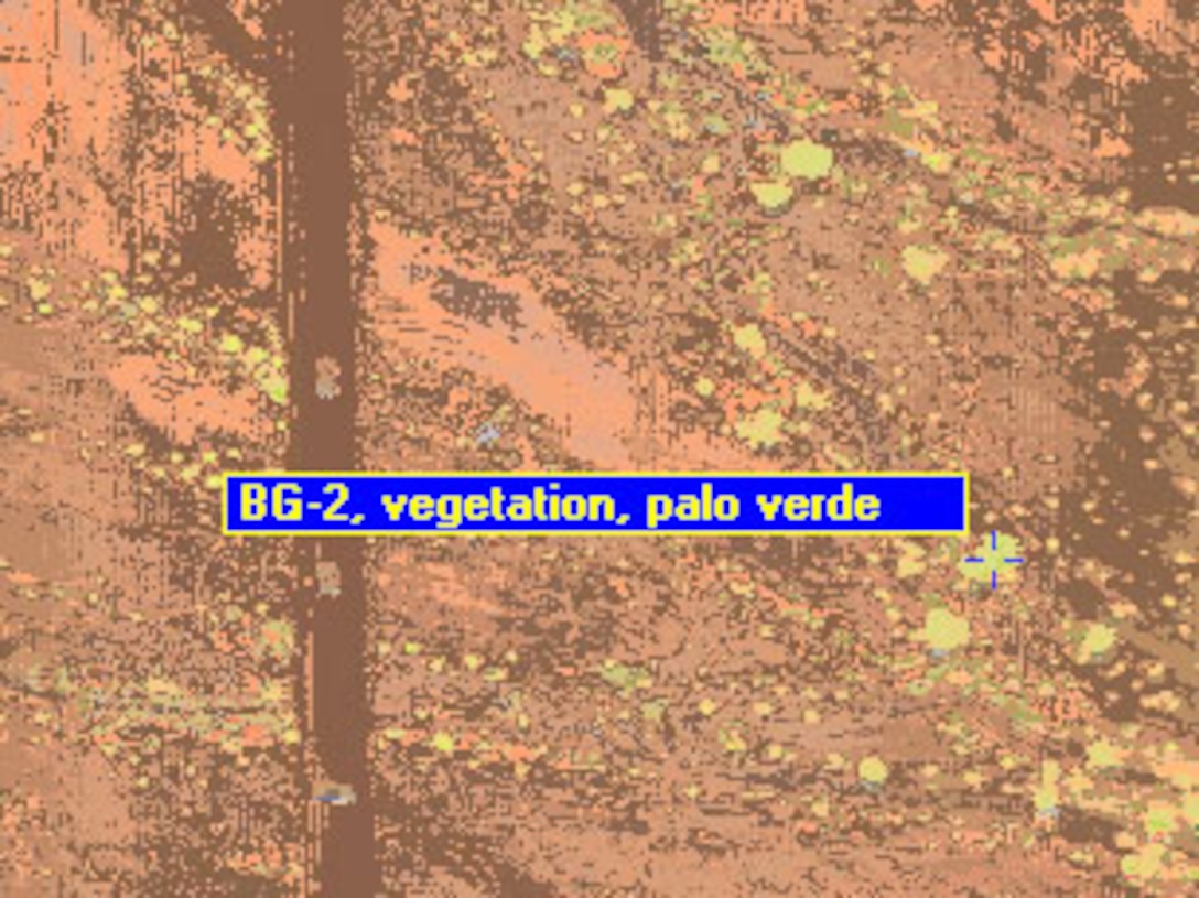 In this example, USACE used HyperCube to create a dynamic display of a library spectral signature superimposed upon the colorized classification of hyperspectral imagery.