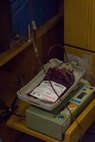 A bag fills with blood during a 2nd Marine Logistics Group blood drive aboard Marine Corps Base Camp Lejeune, N.C., March 14, 2014. Once full, the bag contains one pint of life-saving blood, which can be used anywhere throughout the department of defense. 