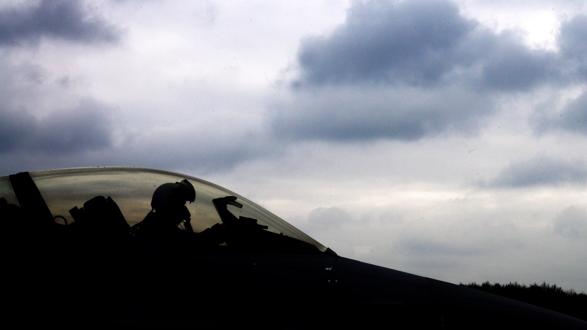 First Lieutenant Matthew Alexander, 555th Fighter Squadron pilot, taxis out before a training flight mission, March 18, 2014, at Lask Air Base, Poland. The aerial training exercises a pilot’s ability to operate across a range of military operations with precise full-spectrum capabilities. (U.S. Air Force photo/Airman 1st Class Ryan Conroy)