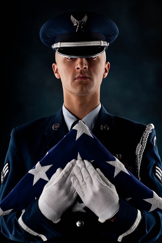 Senior Airman Bradley Sutter, 28th Logistics Readiness Squadron fuels distribution technician, has served in the Ellsworth Honor Guard for more than two years and was recognized as the 2013 Ellsworth Honor Guardsman of the Year. The Ellsworth Honor Guard is responsible for providing military honors throughout a 114,636-square mile area covering South Dakota, western Nebraska and northern Wyoming. (U.S. Air Force photo by Senior Airman Zachary Hada/Released)