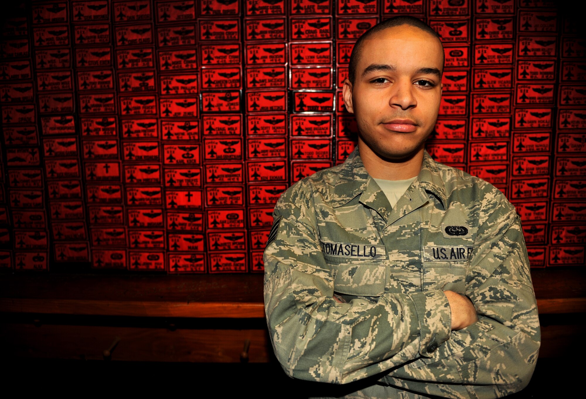 Staff Sgt. Mario Tomasello, 36th Fighter Squadron knowledge operator, poses for a photo at Osan Air Base, Republic of Korea, March 17, 2014. Tomasello is this week’s Airman Spotlight winner. (U.S. Air Force photo/Senior Airman Siuta B. Ika)