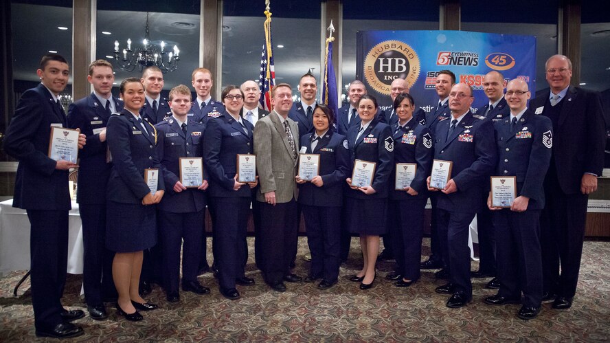 The Air Force Association's General E.W. Rawlings Chapter honors awardees, including those from the 934th Airlift Wing, at their annual awards dinner at the Town and Country Club, St. Paul, Minn., March 15.  Recipients included Airmen of the Year from the Air Force Reserve, Air National Guard, Reserve Officer Training Corp, the Junior ROTC, and the Rawlings Chapter Teacher of the Year.  (U.S. Air Force photo by Shannon McKay/Released)