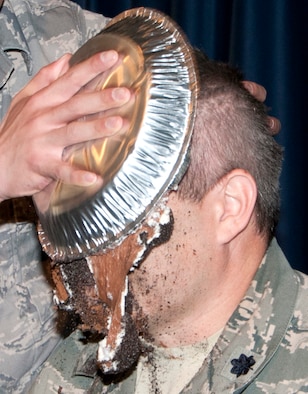 Team Vance can vote for who they most want to receive a pie during the “Pie in the Eye” drive to raise money for the 2014 Air Force Assistance Fund campaign. (U.S. Air Force photo)