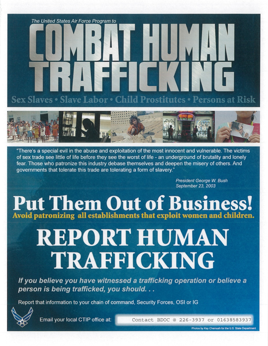 Human Trafficking Recognize signs, report > Royal Air Force Lakenheath
