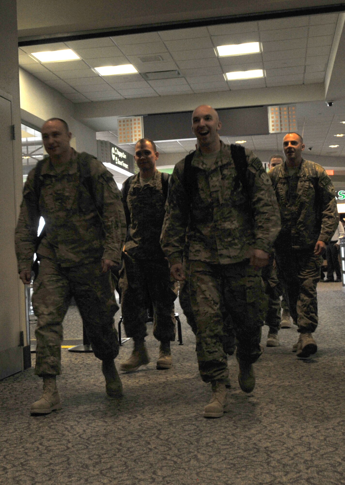 ALBANY, N.Y. -- About 15 Airmen with the 109th Small Air Terminal returned home March 15, 2014 from a six-month deployment to Bagram Air Base, Afghanistan. The Airmen were greeted by family, friends and other 109th Airlift Wing members upon their return. (Air National Guard photo by Tech. Sgt. Catharine Schmidt/Released)