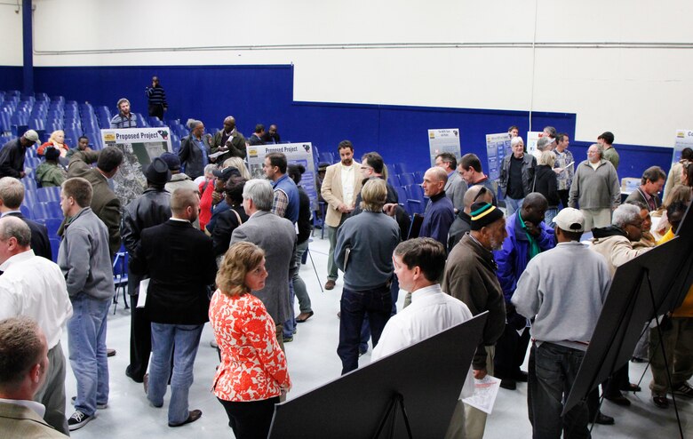 The Charleston District held a public meeting for the proposed Intermodal Container Transfer Facility project in North Charleston. Members of the public attended to learn about the project and ask questions.