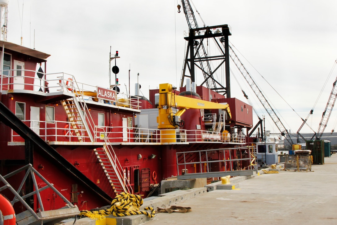 The Charleston District is conducting a Shore Protection Project at Folly Beach. This is the Dredge Alaska, which will be performing the renourishment.