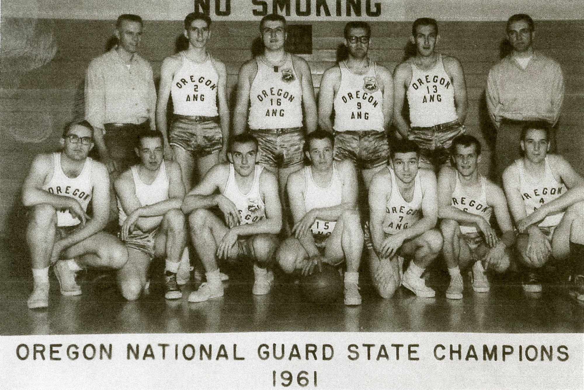 Members of the 1961 Oregon Air National Guard Championship Team. (photo from the 142nd Fighter Wing History Department)
