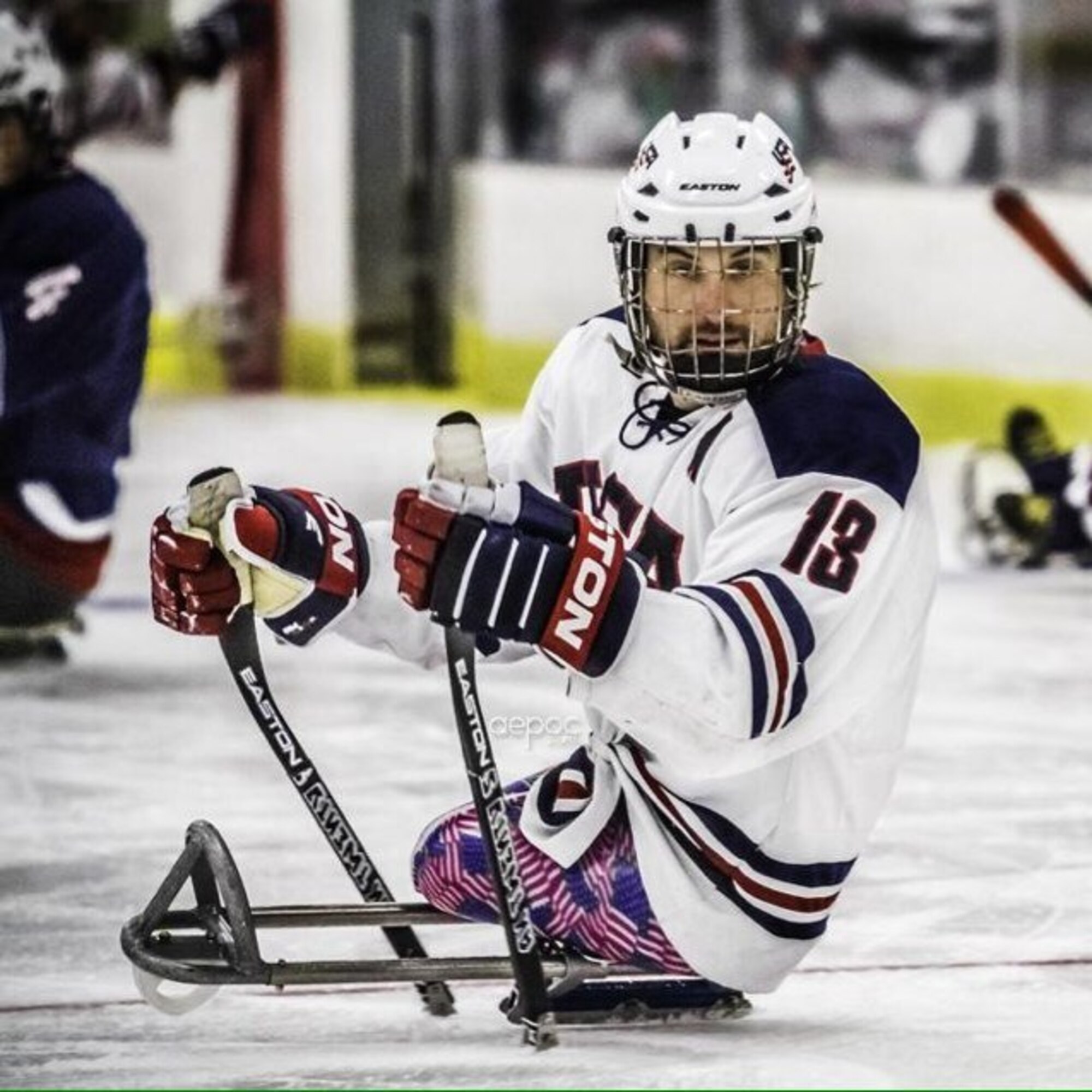 Joshua Sweeney, a former Marine and bilateral amputee, led Team USA's sled hockey team to a 1-0 victory over Russia at the Paralympics in Sochi, Russia, March 15, 2014. (Courtesy photo)
