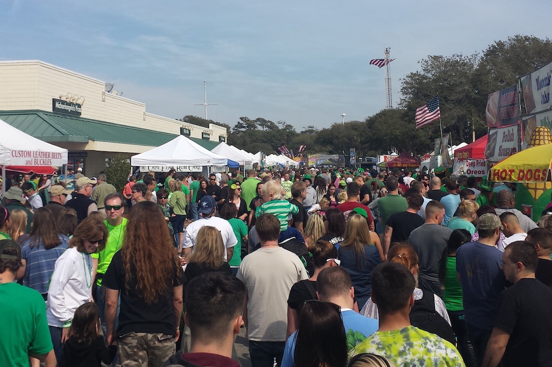 Participants flood the streets in green at Emerald Isle, N.C.'s 23rd annual St. Patrick's Day Festival March 15, 2014. The festival attracted more than 30,000 revelers throughout the day.