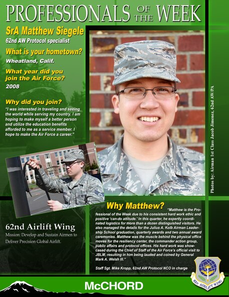 Senior Airman Mathew Siegele (U.S. Air Force graphic/Adamarie Lewis-Page)