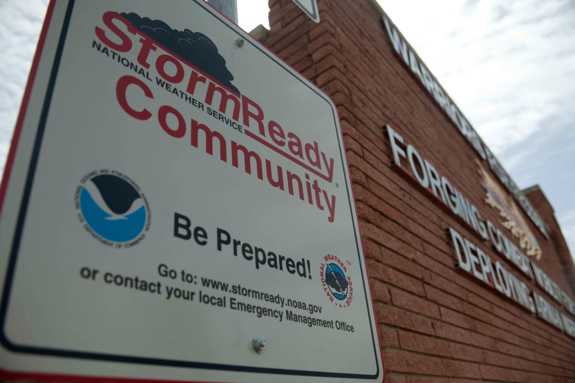 The Storm Ready Community recognizes Altus AFB for being well prepared for severe weather through advanced planning, training and awareness. The 97th Civil Engineer Squadron’s Readiness and Emergency Management flight worked with the National Weather Service to form an in-depth confirmation process that ensured Altus AFB’s “Storm Ready” status for another three years. (U.S. Air Force Photo by Jesse Lopez/Released)
