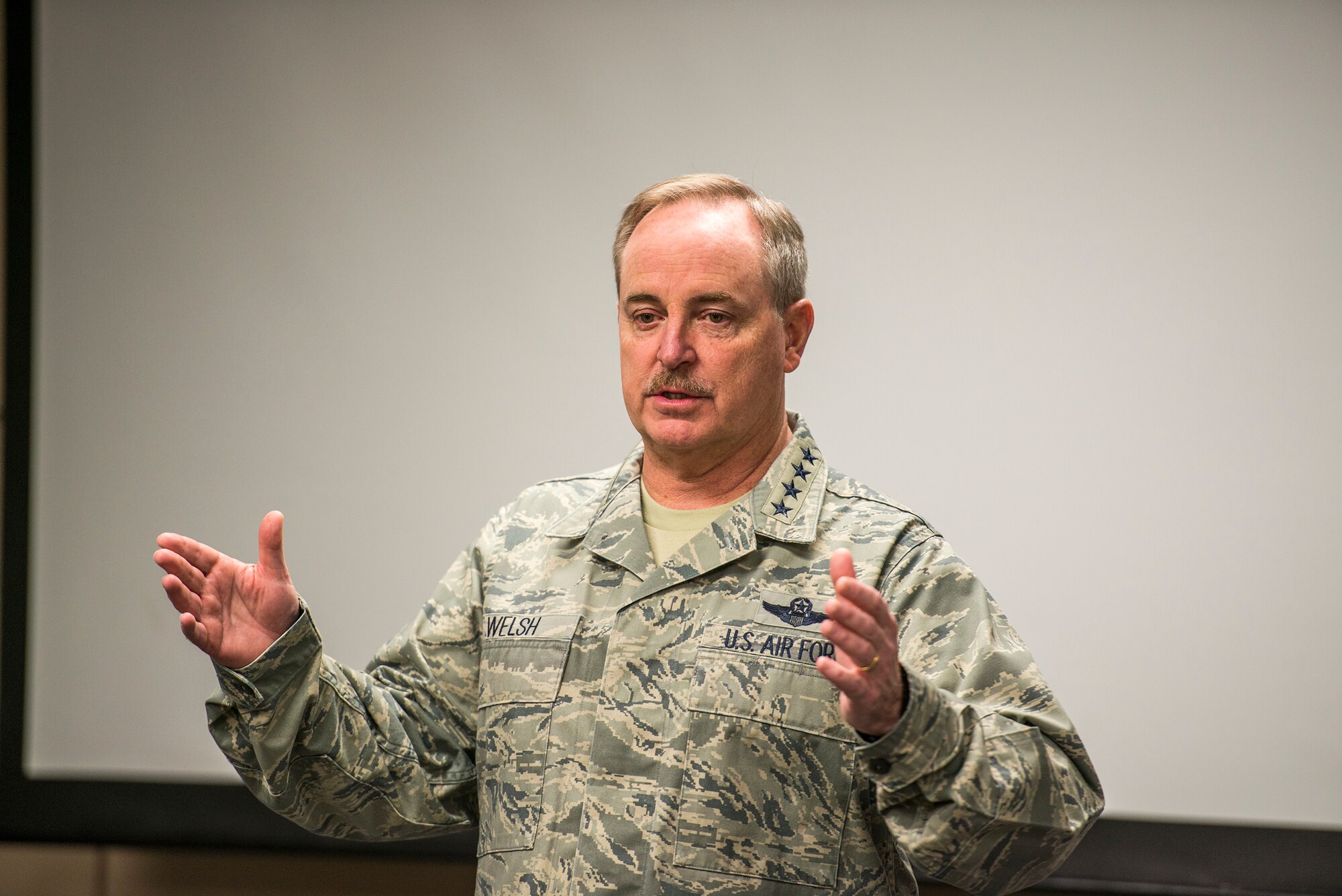 Here’s why
Air Force Chief of Staff Gen. Mark A. Welsh III addresses an audience of 23d Fighter Group A-10C Thunderbolt II pilots at Moody Air Force Base, Ga., March 21, 2014. Welsh provided insight on the reasoning behind the recent budget proposal to phase out the airframe and the way ahead for affected pilots. (U.S. Air Force photo by Airman 1st Class Ryan Callaghan/Released)