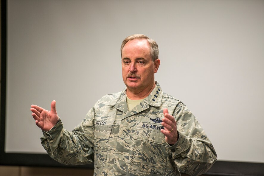 Here’s why
Air Force Chief of Staff Gen. Mark A. Welsh III addresses an audience of 23d Fighter Group A-10C Thunderbolt II pilots at Moody Air Force Base, Ga., March 21, 2014. Welsh provided insight on the reasoning behind the recent budget proposal to phase out the airframe and the way ahead for affected pilots. (U.S. Air Force photo by Airman 1st Class Ryan Callaghan/Released)