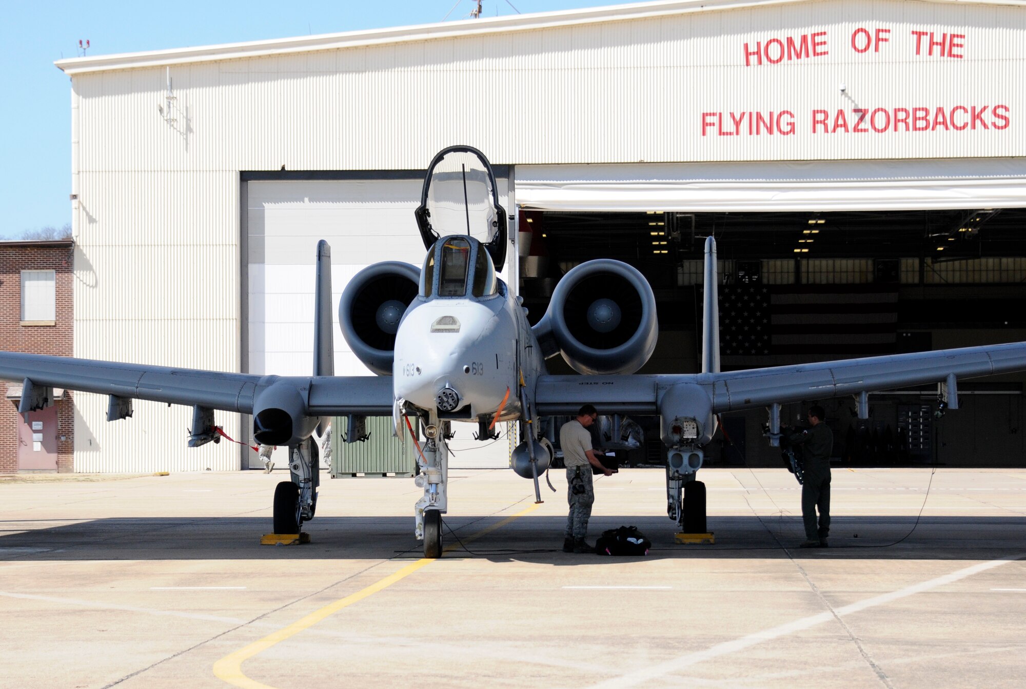 Master Sgt. Steve Bunting, a crew chief with the 188th Aircraft Maintenance Squadron, reviews aircraft forms on his assigned A-10C Thunderbolt II "Warthog" (Tail No. 613) at Ebbing Air National Guard Base, Fort Smith, Ark. The aircraft was delivered from the 188th Fighter Wing to Moody Air Force Base, Ga., March 11, 2014, as part of the 188th's mission conversion from the A-10 to a remotely piloted aircraft, intelligence and targeting mission. The 188th has five remaining A-10s on station. The next A-10 is slated to depart in April. The final two aircraft are scheduled to leave the 188th June 7, 2014. (U.S. Air National Guard photo by Tech Sgt. Josh Lewis/Released)