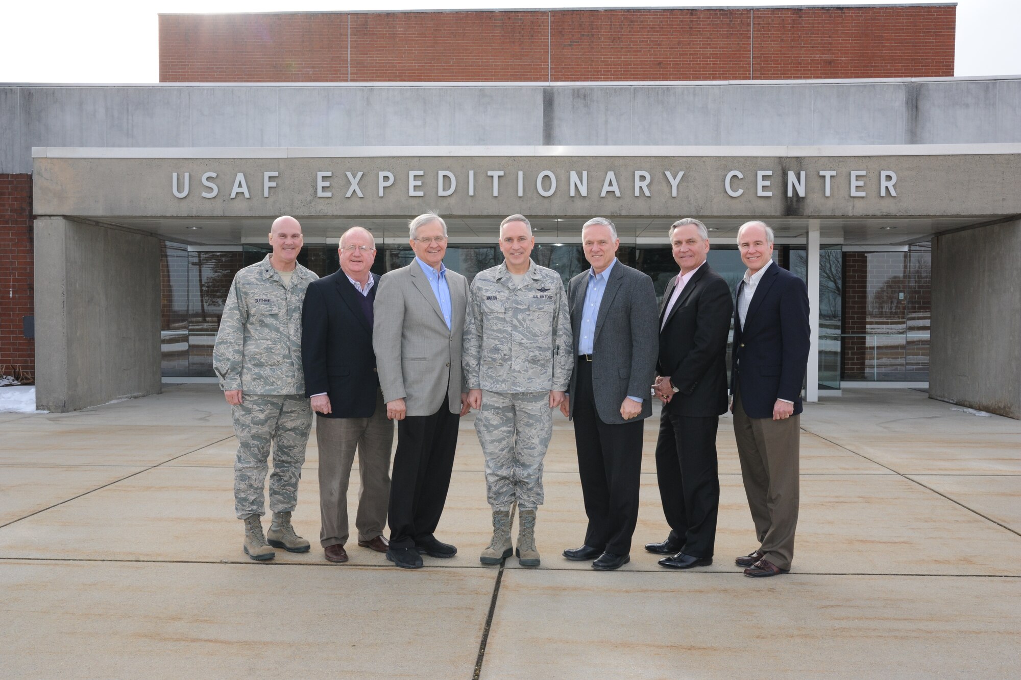 JOINT BASE MCGUIRE-DIX-LAKEHURST, N.J. -- The United States Air Force Expeditionary Center commander welcomed five former USAF EC and Air Mobility Warfare Center commanders to the USAF EC Jan. 28, 2014. USAF EC Commander, Maj. Gen. Rick Martin, invited the former commanders to a day devoted to celebrating the heritage of, what is now, the USAF EC. (U.S. Air Force photo by Danielle Brooks)
