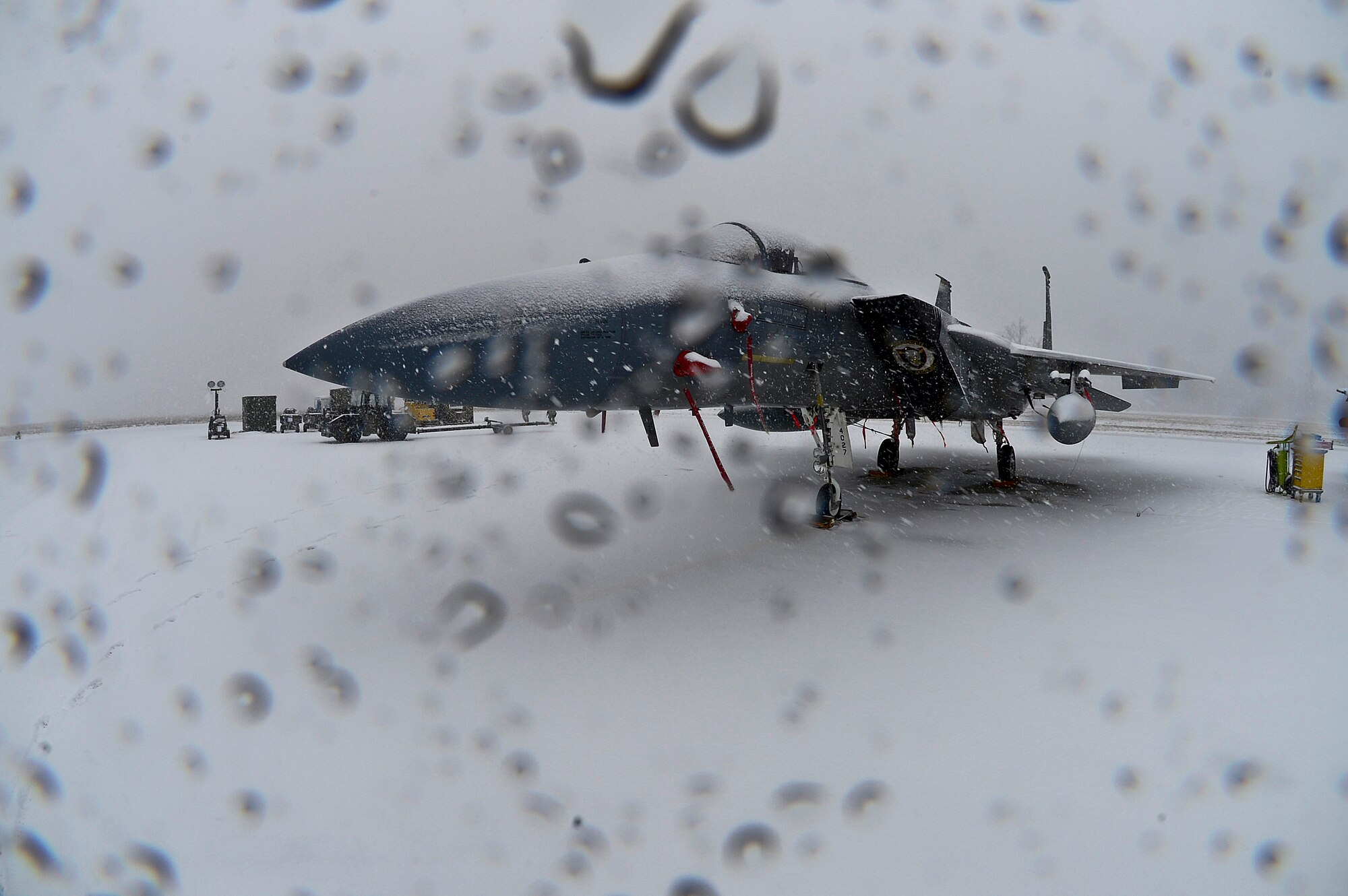 An F-15C Eagle from the 48th Air Expeditionary Group sits ready and waiting at Šiauliai Air Base, Lithuania March 17, 2014. The 48th Fighter Wing at Royal Air Force Lakenheath, England, sent an additional six aircraft and more than 50 personnel, to augment the four aircraft and approximately 150 Airmen already supporting NATO's ongoing air policing mission, at the request of U.S. allies in the Baltics. (U.S. Air Force photo by Airman 1st Class Dana J. Butler) 