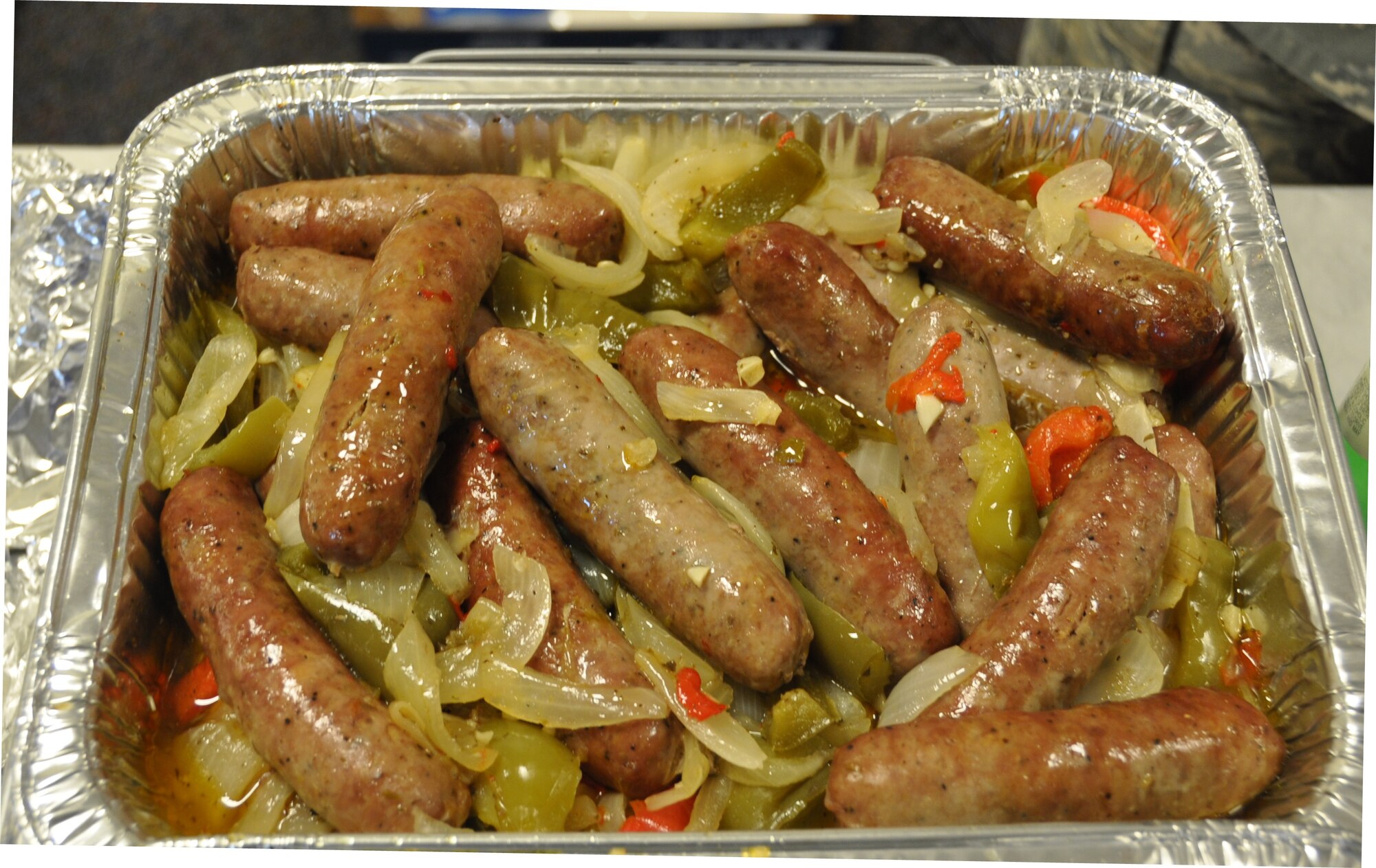 Freshly prepared sausage and peppers were featured item fillers at the 514th Civil Engineering Squadron’s Super Sandwich Saturday event held here March 22. Attendees also chose amongst a selection of meatball sandwiches, potato chips, potato salad, ice cream and cool beverages. The event was coordinated by the squadron’s morale, welfare and recreation council (U.S. Air Force photo/Senior Airman Chelsea Smith).