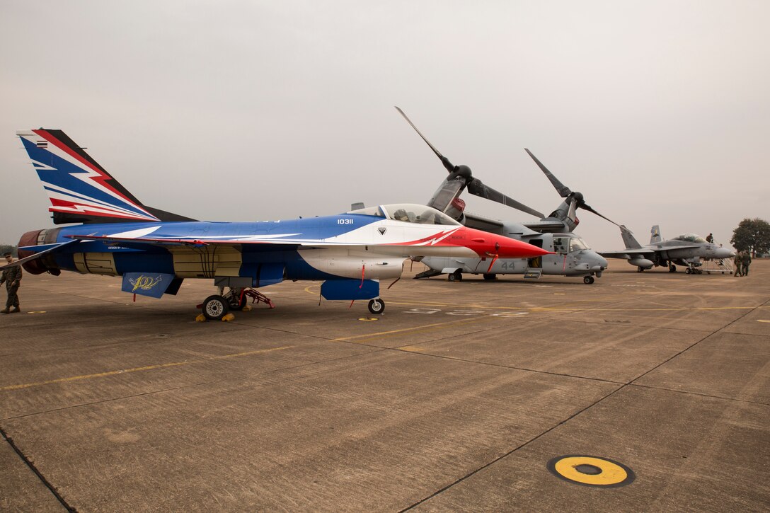 U S Thai Aircraft Together In Static Display During Exercise Cobra Gold 14