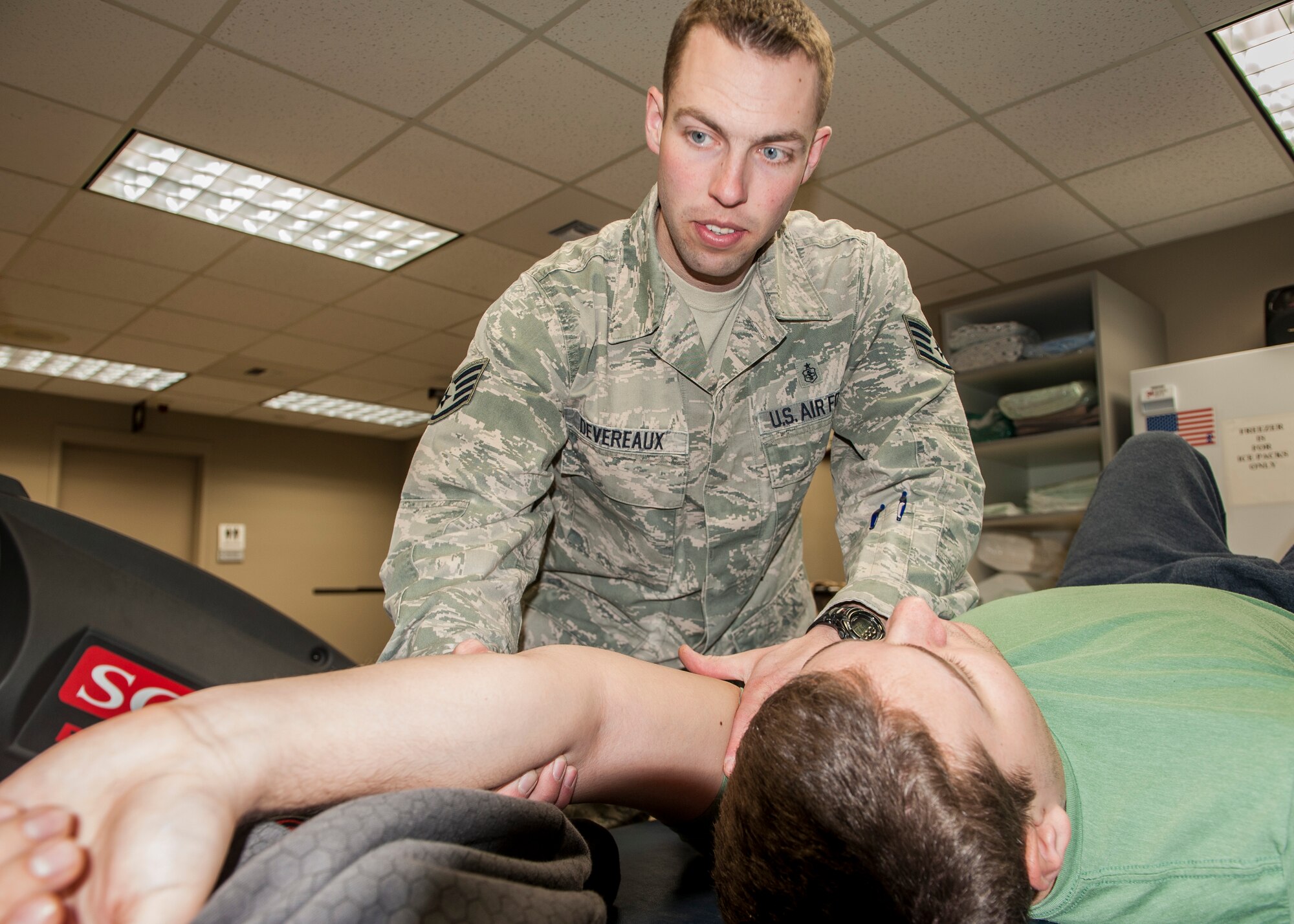 Staff Sgt. Sean Devereaux has been selected as a member of Team Fairchild's elite, Fairchild's Finest, at Fairchild Air Force Base, Wash. Devereaux is a 92nd Medical Operations Squadron physical therapy craftsman and hails from Corry, Penn. (U.S. Air Force photo by Staff Sgt. Benjamin W. Stratton/Released)