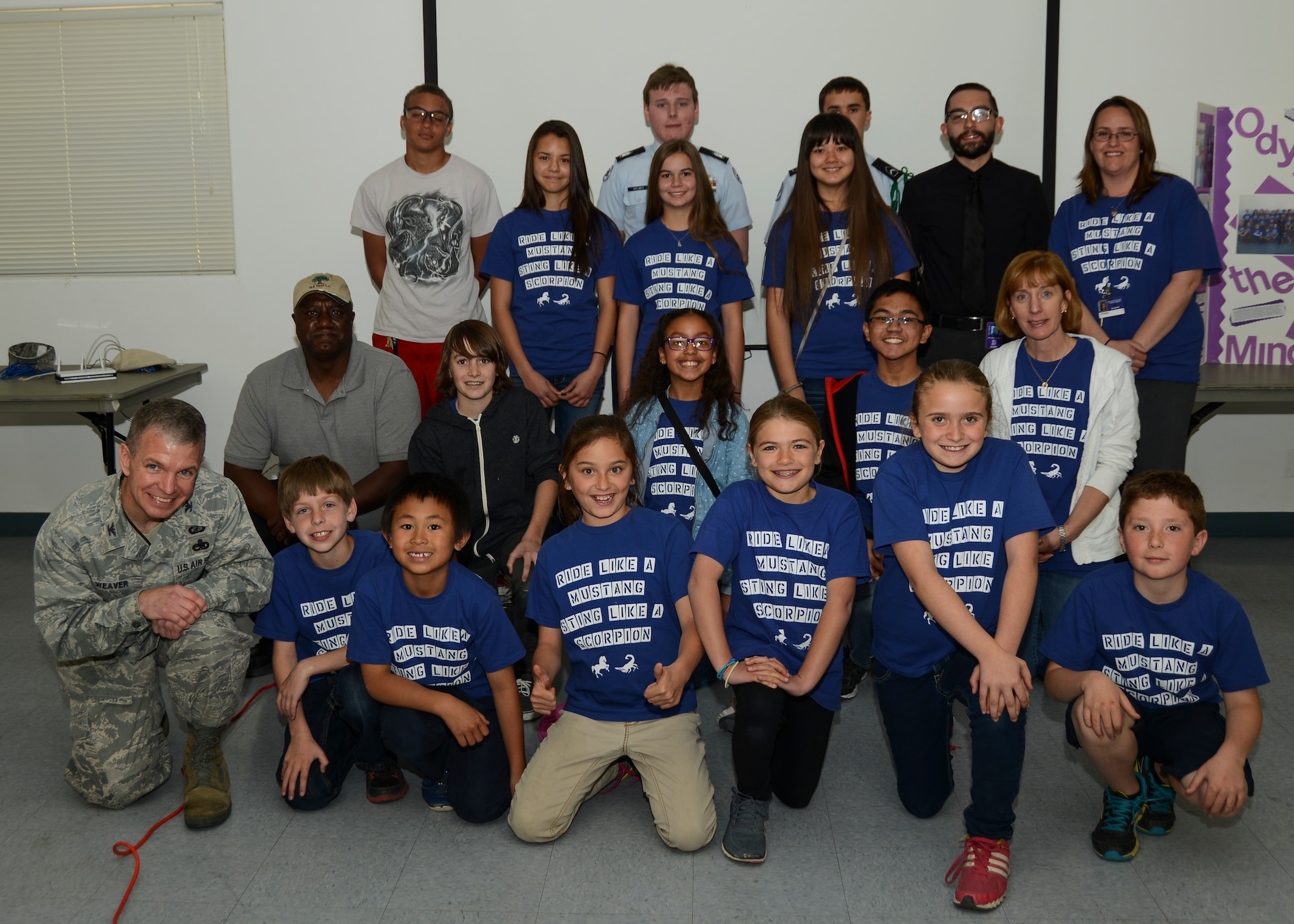 The Desert Junior High and Branch Elementary Odyssey of the Mind teams and Desert Junior High Scorpion Robotics team each received a $500 grant from the International Test and Evaluation Association, Antelope Valley Chapter, March 19. (U.S. Air Force photo by Rebecca Amber)