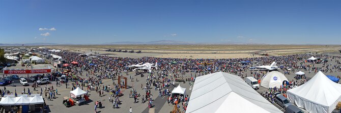 Panorama of the 2014 Los Angeles County Air Show held Mar. 21 and 22 at Fox Field in Lancaster, Calif. Stitched from four separate images. (U.S. Air Force photo by Jet Fabara)