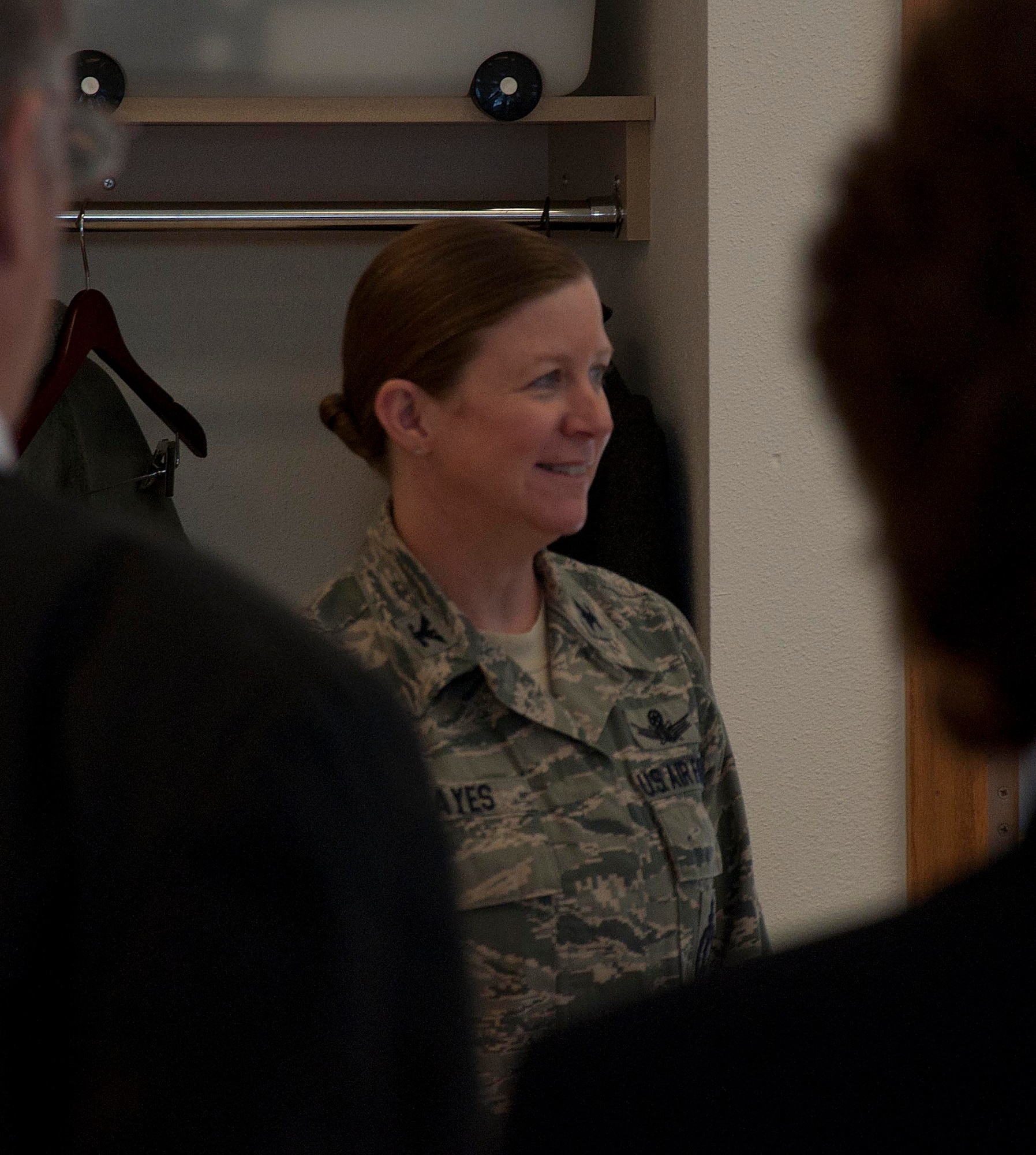 Col. Tracey Hayes, 90th Missile Wing commander, speaks to the clergy members participating in the chapel’s Clergy Appreciation Day March 19. Hayes expressed her thanks to the local clergy, emphasizing that their help is essential in fulfilling the spiritual pillar of resiliency for the Airmen of Warren. (U.S. Air Force photo by Airman 1st Class Brandon Valle)