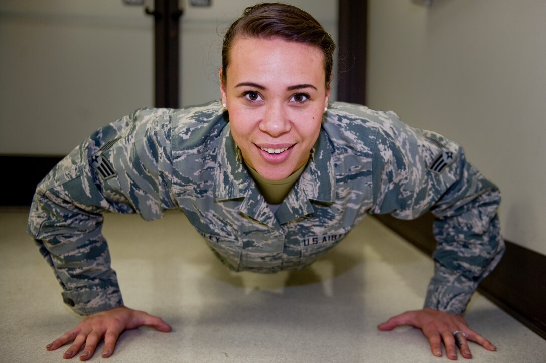 Senior Airman Amber Coley began her military career as a member of the U.S. Air Force Honor Guard, setting the standard for discipline and military professionalism.  Now, as a physical therapist in the 4th Medical Operations Squadron, Coley brings the same standard to her patients and her squadron.  (U.S. Air Force photo/Airman 1st Class Brittain Crolley)