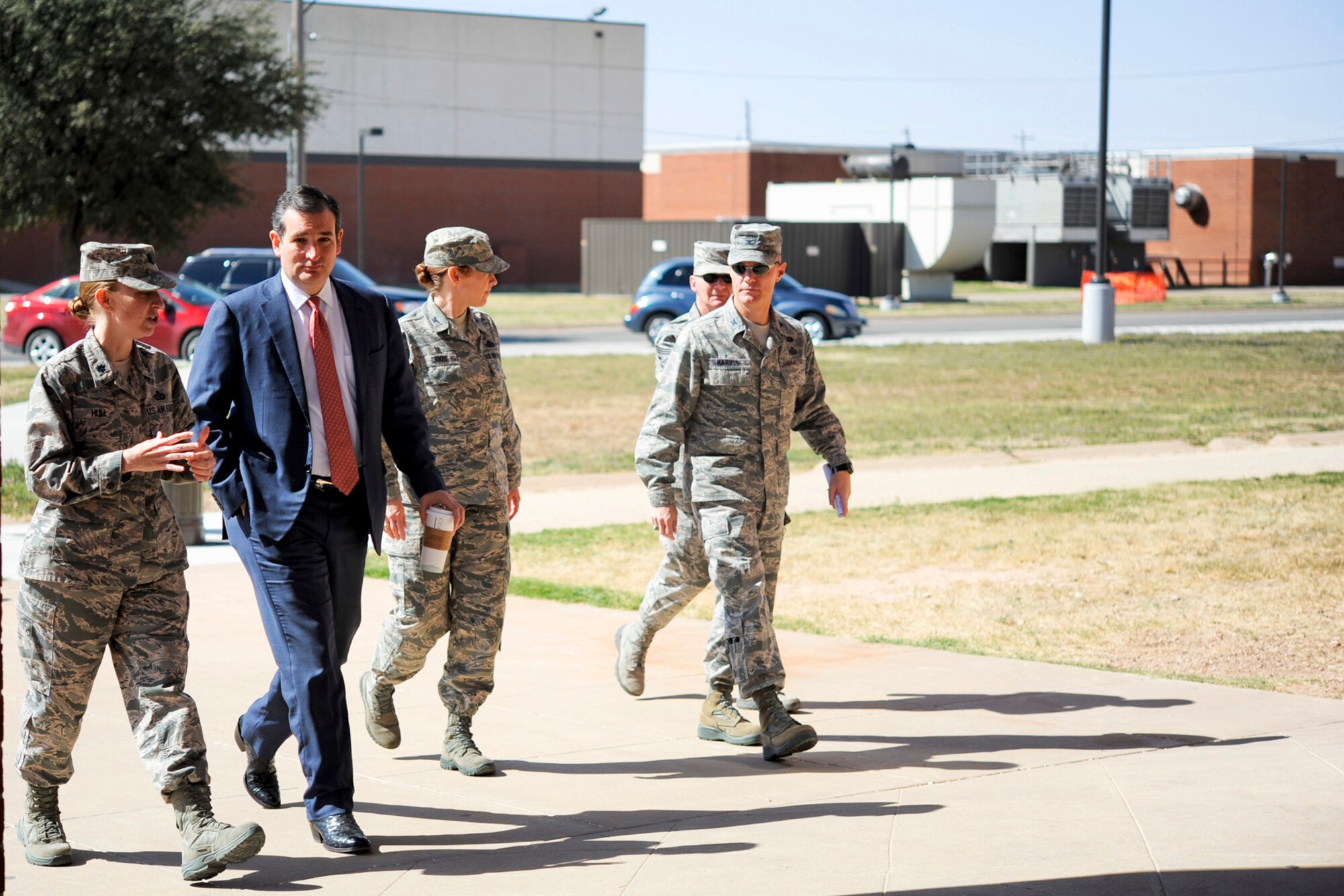 GOODFELLOW AIR FORCE BASE, Texas-- Lt. Col. Caeli Hull, 315th Training Squadron commander, gives a tour of the 315th TRS to Sen. Ted Cruz, Texas senator, here March 21. During his time on Goodfellow, Cruz visited the Louis F. Garland DOD Fire Academy and 315th TRS as well as the 316th TRS to learn about the mission of the 17th Training Wing. (U.S. Air Force photo/ Senior Airman Michael Smith)