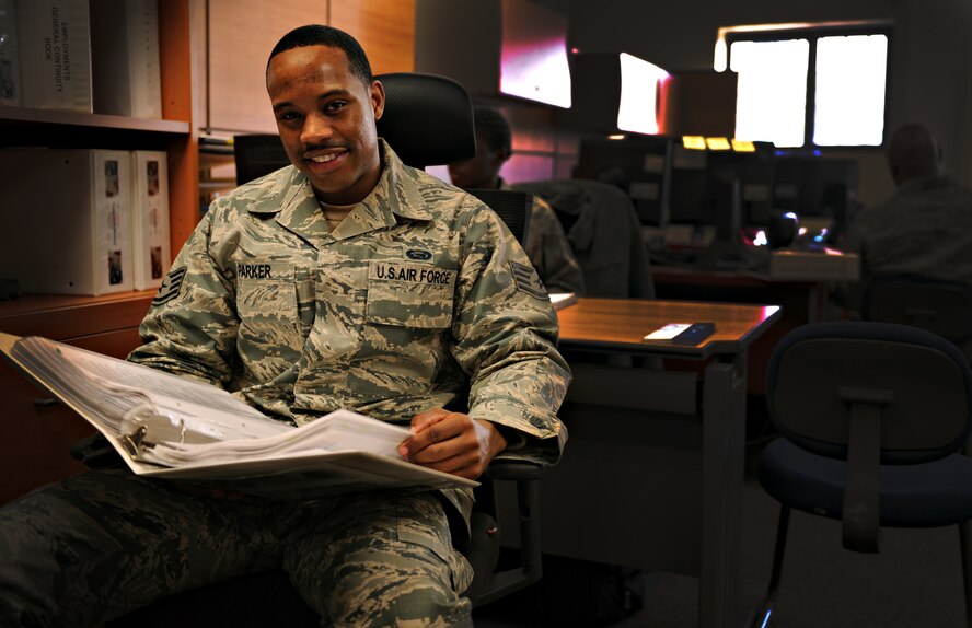Staff Sgt. Brandon Parker, 51st Force Support Squadron force management supervisor, poses for a photo at Osan Air Base, Republic of Korea, March 24, 2014. Parker is this week’s Airman Spotlight winner. (U.S. Air Force photo/Senior Airman Siuta B. Ika)