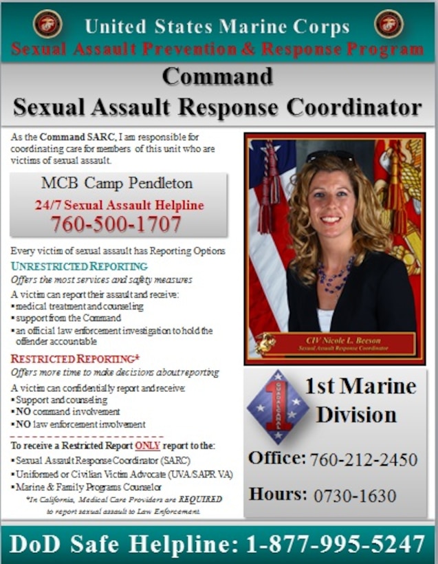 As the Command SARC, I am responsible for coordinating care for members of this unit who are victims of sexual assault.  