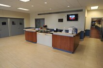 Most renovations inside the James Sports Center are complete, including the remodeling of the lobby and customer service desk in the main entrance. (U.S. Air Force photo/Senior Airman Divine Cox)