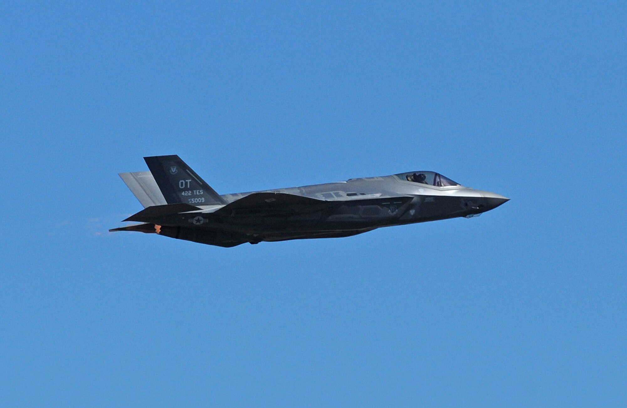 The first F-35 Lightning II to receive organic modifications at the Ogden Air Logistics Complex departed Hill Air Force Base March 25 for Nellis AFB, Nev., where it will undergo continued operational testing. The aircraft arrived at Hill AFB in September 2013 and received four structural modifications intended to strengthen areas of the aircraft and extends its service life. The Ogden ALC is expected to perform the series of modifications on a total of six F-35s this fiscal year. Eight F-35s are expected to be inducted into the depot in FY15. (U.S. Air Force photo by Alex R. Lloyd)
