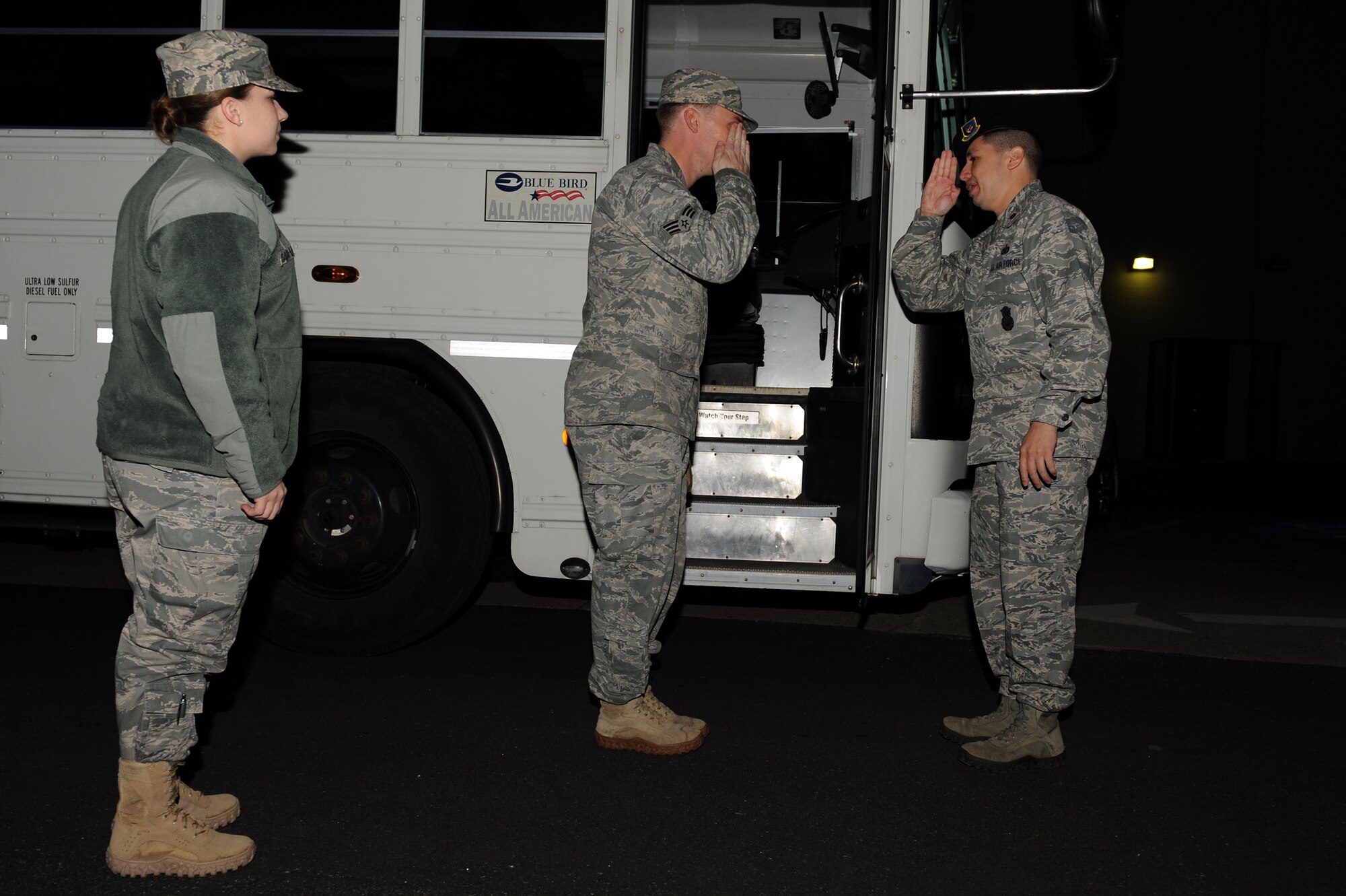 633rd Security Forces Squadron Airmen depart for deployment at Langley Air Force Base, Va., March 23, 2014.  The Airmen are deploying in support of operations in Southwest Asia. (U.S. Air Force photo by Senior Airman Brittany Paerschke-O’Brien/Released)
