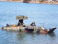 A Light Armored Vehicle Anti-Tank prototype is given a swim test at the Amphibious Vehicle Test Branch at Camp Pendleton, Calif. LAV-ATs are in the midst of developmental tests as part of their modernization program at various sites throughout the country. 